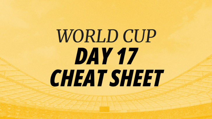Image for World Cup Day 17 Cheat Sheet 
